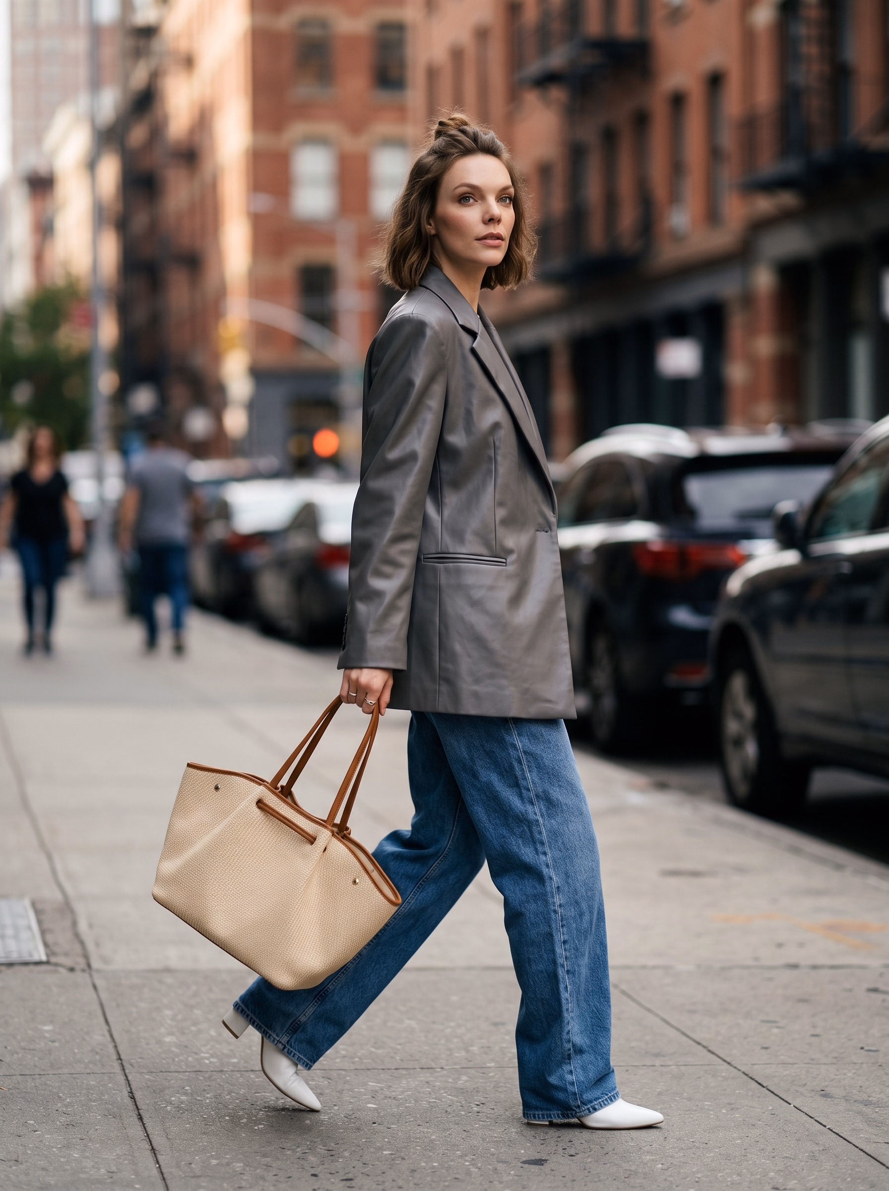 Architectural Urban Backdrop Composition — High-contrast metropolitan environment showcasing zero facial drift across complex ambient reflections.
