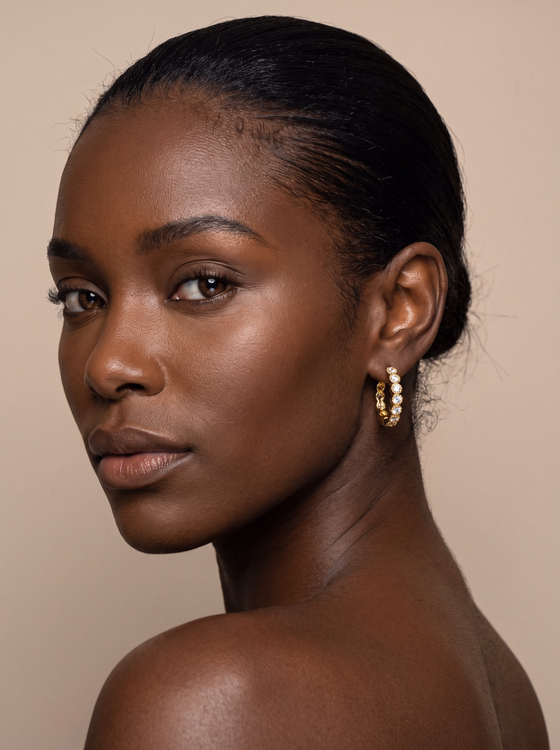 Fine Jewelry Commercial Placement — Sub-millimeter metal and gemstone contact reflections rendered on live synthetic editorial models.
